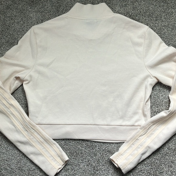 Adidas Leisure Set High Waist Bells and Long Sleeve Mock-neck Crop in Cream - Picture 4 of 11